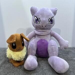 Set Of Pokemon Mewtwo (11.5inch) And Eevee(7inch) Plush Toys. Pre-owned